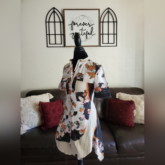 3.1 Philip Lim Target Multi Media Floral Boho Print Full Zip Dress Size XS Retro - Picture 2 of 11